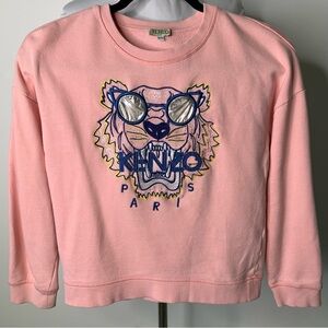 Kenzo Girl's Pink Tiger Graphic 100% Cotton Crewneck Sweatshirt Size 12A